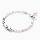4mm Cultured Pearls, First Holy Communion Name Bracelet for Girls - Sterling Silver