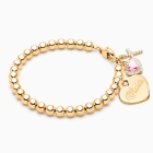 4mm Tiny Blessings Beads, Baby/Children&#039;s Beaded Bracelet for Girls (Includes Engraved Charm) - 14K Gold