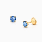 September Birthstone Studs, 4mm Swarovski® Crystal Baby/Children&#039;s Earrings, Screw Back - 14K Gold