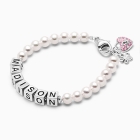 4mm Cultured Pearls, Baby/Children&#039;s Name Bracelet for Girls - Sterling Silver