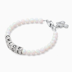 4mm Opals, Lab Created White Opal Teen&#039;s Name Bracelet for Girls - Sterling Silver