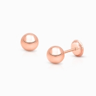 5mm Classic Round Studs, Baby/Children&#039;s Earrings, Screw Back - 14K Rose Gold