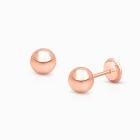 5mm Classic Round Studs, Christening/Baptism Baby/Children&#039;s Earrings, Screw Back - 14K Rose Gold