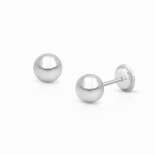 5mm Classic Round Studs, First Holy Communion Children&#039;s Earrings, Screw Back - 14K White Gold