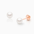 5mm Pearl Studs, First Holy Communion Children&#039;s Earrings, Screw Back - 14K Rose Gold
