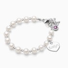 Timeless Pearls, Baby/Children’s Beaded Bracelet for Girls (INCLUDES Engraved Charms) - Sterling Silver