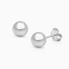 6mm Classic Round Studs, Mother&#039;s Earrings, Friction Back - 14K White Gold
