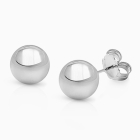 8mm Classic Round Studs, Mother&#039;s Earrings, Friction Back - 14K White Gold