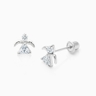 My Little Angel, Mother&#039;s Earrings, Screw Back - 14K White Gold