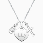 Baby Heart &quot;Design Your Own&quot; Children&#039;s Pendant for Girls (50+ Optional Charms &amp; FREE Engraving) - Sterling Silver