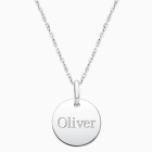 Baby Round, Engraved Children&#039;s Necklace for Boys (FREE Personalization) - Sterling Silver