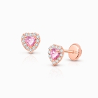 Blissful Heart Baby/Children&#039;s Earrings, Screw Back - 14K Rose Gold