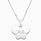 Butterfly, Engraved Children&#039;s Necklace for Girls (FREE Personalization) - Sterling Silver