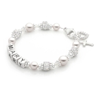 Crowned in Heaven, Christening/Baptism Baby/Children&#039;s Name Bracelet for Girls - Sterling Silver