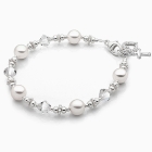 Diamond Cross, First Holy Communion Beaded Bracelet for Girls - Sterling Silver