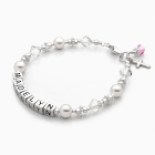 Diamond Cross, First Holy Communion Name Bracelet for Girls - Sterling Silver