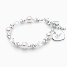 Diamonds &amp; Pearls, Baby/Children&#039;s Beaded Bracelet for Girls (INCLUDES Engraved Charm) - Sterling Silver