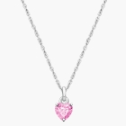 Gia™ Little Love, Pink CZ Heart Children&#039;s Necklace for Girls - Sterling Silver