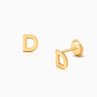 ‘D’ Initial Studs Personalized Baby/Children’s Earrings, Screw Back - 14K Gold