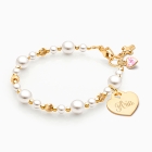 Dainty Pearls Baby/Children&#039;s Beaded Bracelet (Includes Engravable Charm) - 14K Gold