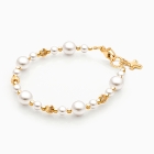 Dainty Pearls Christening/Baptism Baby/Children&#039;s Beaded Bracelet - 14K Gold