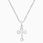 Diamond Point Cross, Mother&#039;s Necklace for Girls - Sterling Silver