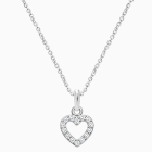 Eternal Heart, Clear CZ Children&#039;s Necklace (Includes Chain) - 14K White Gold