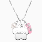 Large Flower &quot;Design Your Own&quot; Engraved Necklace for Children (Includes Chain &amp; FREE 1-Side Engraving) - Sterling Silver