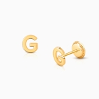 ‘G’ Initial Studs Personalized Baby/Children’s Earrings, Screw Back - 14K Gold