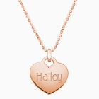 14K Rose Gold Heart, Engravable Necklace for Mothers (Includes Chain &amp; FREE 1-Side Engraving) -14K Rose Gold