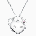 Heart Locket &quot;Design Your Own&quot; Teen&#039;s Necklace for Girls (50+ Optional Charms &amp; FREE Engraving) - Sterling Silver