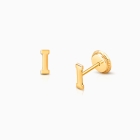 ‘I’ Initial Studs Personalized Baby/Children’s Earrings, Screw Back - 14K Gold