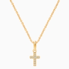Divine Light, Cross with Genuine Diamonds Children&#039;s Necklace for Girls - 14K Gold