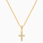 Divine Light, Cross with Genuine Diamonds Children&#039;s Necklace for Boys - 14K Gold