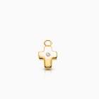 Cross - Inset Diamond Baby/Children&#039;s Individual Charm (Add to Your Existing Bracelet or Necklace) - 14K Gold