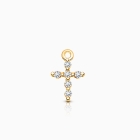 Cross - Pavé CZ Baby/Children&#039;s Individual Charm (Add to Your Existing Bracelet or Necklace) - 14K Gold
