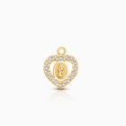 Virgin Mary - Clear CZ Heart Baby/Children&#039;s Individual Charm (Add to Your Existing Bracelet or Necklace) - 14K Gold