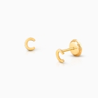 ‘C’ Initial Studs, Personalized Letter, Baby/Children’s Earrings, Screw Back - 14K Gold