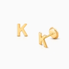 ‘K’ Initial Studs Personalized Baby/Children’s Earrings, Screw Back - 14K Gold