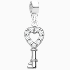 Key to Happiness, Sterling Silver with Pavé CZ Heart Key - Children&#039;s Adoré™ Dangle Charm
