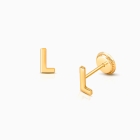 ‘L&#039; Initial Studs Personalized Baby/Children’s Earrings, Screw Back - 14K Gold