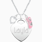 Large Heart &quot;Design Your Own&quot; Engraved Necklace for Children (50+ Charms Avail.) - Sterling Silver