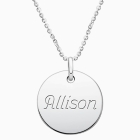 Large Round, Engraved Children&#039;s Necklace for Girls (Free Personalization) - Sterling Silver