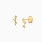 Lucky Stars, Clear CZ Baby/Children’s Earrings, Screw Back - 14K Gold