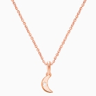 Over the Moon, Teeny Tiny, Children&#039;s Necklace for Girls with Genuine Diamond - 14K Rose Gold
