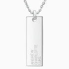 Mother&#039;s Vertical Wide Bar, Engraved Necklace for Women, Personalized with Children&#039;s Names - Sterling Silver