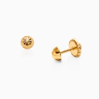 3mm Diamond Cut Classic Round Studs, Christening/Baptism Baby/Children&#039;s Earrings, Screw Back - 14K Gold