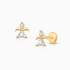 My Little Angel, Christening/Baptism Baby/Children&#039;s Earrings, Screw Back - 14K Gold