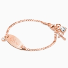 Classic Christening/Baptism Baby/Children&#039;s Engraved ID Bracelet - 14K Rose Gold