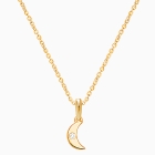 Over the Moon, Teeny Tiny Mother&#039;s Necklace with Genuine Diamond (Includes Chain) - 14K Gold